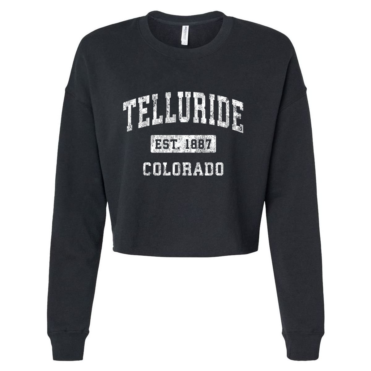 Telluride Colorado Co Vintage Established Sports Cropped Pullover Crew