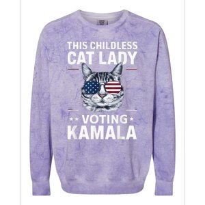 This Childless Cat Lady Is Voting Kamalaharris 2024 Voting Kamala Election 2024 Colorblast Crewneck Sweatshirt