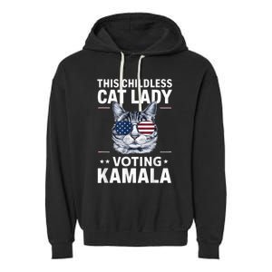 This Childless Cat Lady Is Voting Kamalaharris 2024 Voting Kamala Election 2024 Garment-Dyed Fleece Hoodie