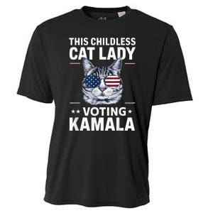 This Childless Cat Lady Is Voting Kamalaharris 2024 Voting Kamala Election 2024 Cooling Performance Crew T-Shirt