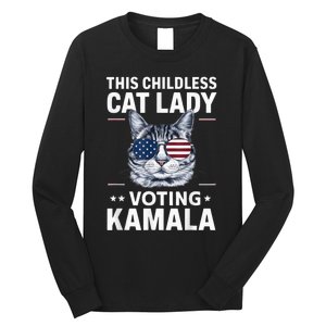 This Childless Cat Lady Is Voting Kamalaharris 2024 Voting Kamala Election 2024 Long Sleeve Shirt