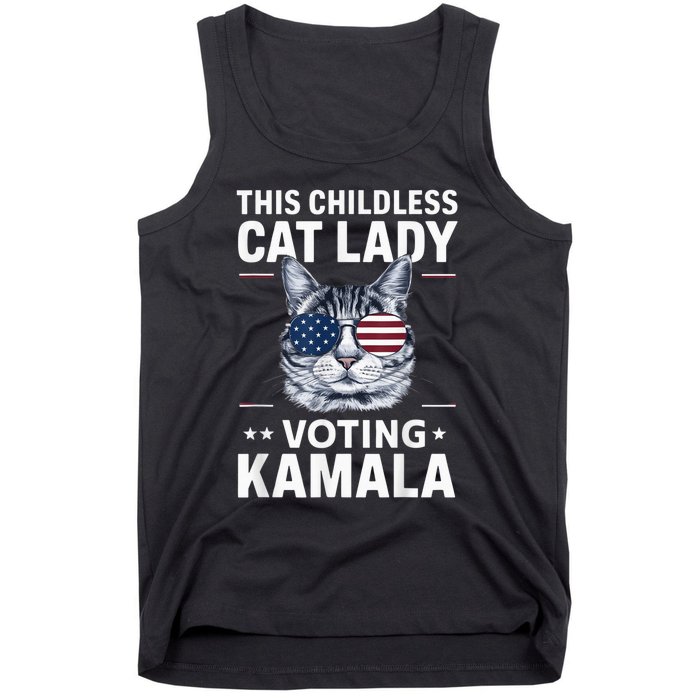 This Childless Cat Lady Is Voting Kamalaharris 2024 Voting Kamala Election 2024 Tank Top