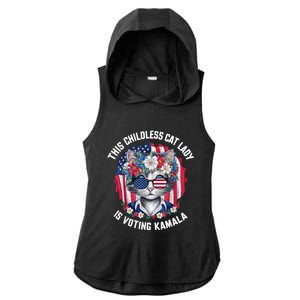 This Childless Cat Lady Ladies Is Voting Kamala 2024 Voting Kamala Election 2024 Ladies PosiCharge Tri-Blend Wicking Draft Hoodie Tank