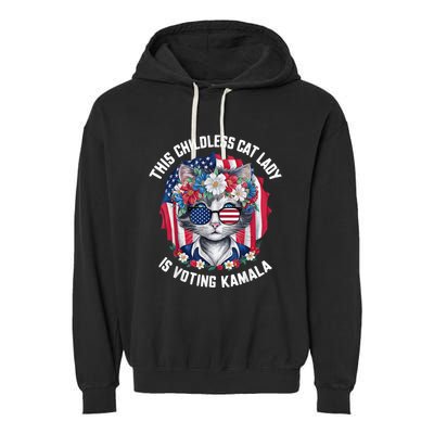 This Childless Cat Lady Ladies Is Voting Kamala 2024 Voting Kamala Election 2024 Garment-Dyed Fleece Hoodie