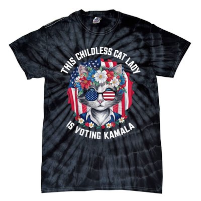 This Childless Cat Lady Ladies Is Voting Kamala 2024 Voting Kamala Election 2024 Tie-Dye T-Shirt