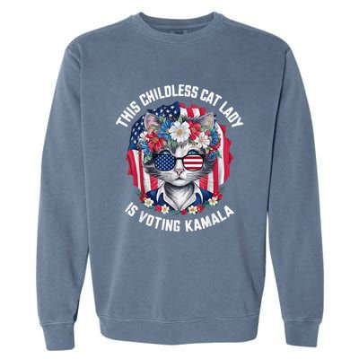 This Childless Cat Lady Ladies Is Voting Kamala 2024 Voting Kamala Election 2024 Garment-Dyed Sweatshirt