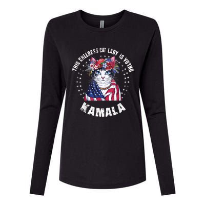 This Childless Cat Lady Ladies Is Voting Kamala 2024 Voting Kamala Election 2024 Womens Cotton Relaxed Long Sleeve T-Shirt