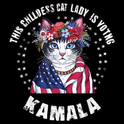 This Childless Cat Lady Ladies Is Voting Kamala 2024 Voting Kamala Election 2024 T-Shirt