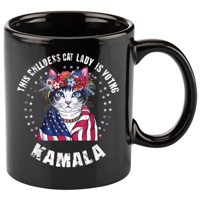 This Childless Cat Lady Ladies Is Voting Kamala 2024 Voting Kamala Election 2024 11oz C Handle Ceramic Mug