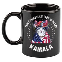 This Childless Cat Lady Ladies Is Voting Kamala 2024 Voting Kamala Election 2024 11oz C Handle Ceramic Mug