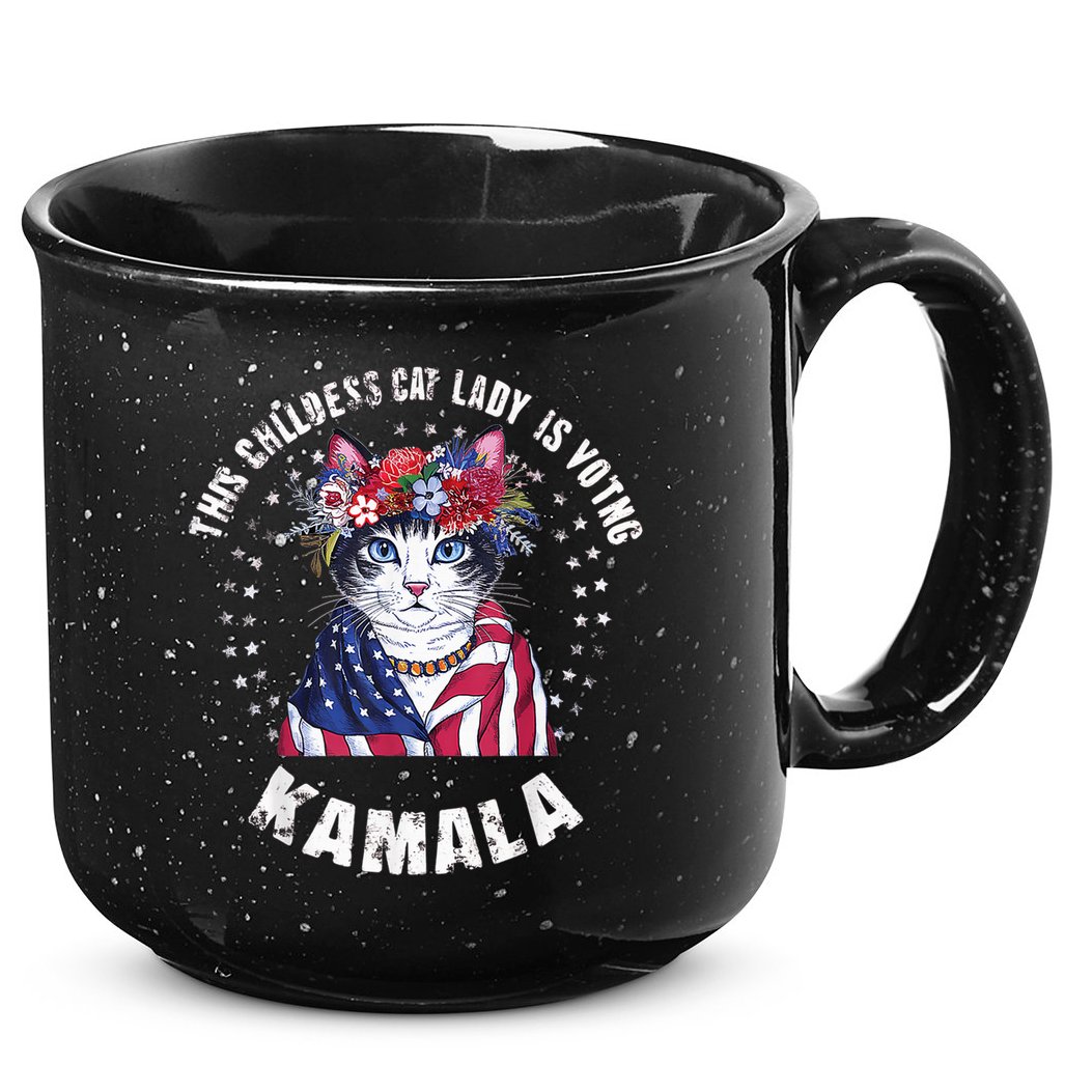 This Childless Cat Lady Ladies Is Voting Kamala 2024 Voting Kamala Election 2024 15oz Campfire Ceramic Mug