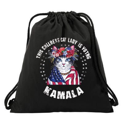 This Childless Cat Lady Ladies Is Voting Kamala 2024 Voting Kamala Election 2024 Drawstring Bag