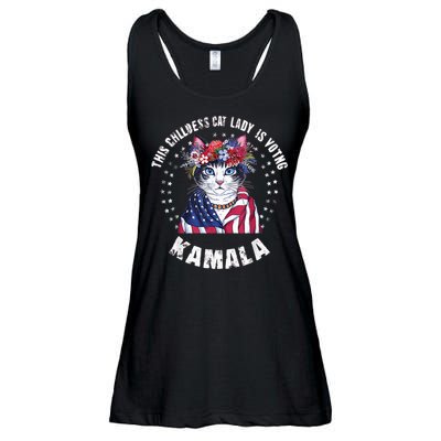 This Childless Cat Lady Ladies Is Voting Kamala 2024 Voting Kamala Election 2024 Ladies Essential Flowy Tank