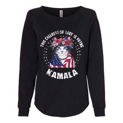 This Childless Cat Lady Ladies Is Voting Kamala 2024 Voting Kamala Election 2024 Womens California Wash Sweatshirt