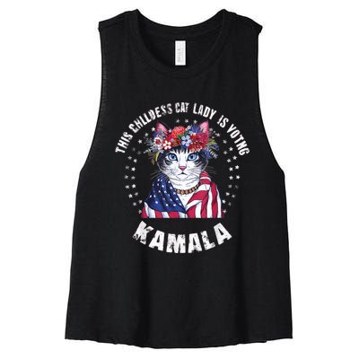 This Childless Cat Lady Ladies Is Voting Kamala 2024 Voting Kamala Election 2024 Women's Racerback Cropped Tank