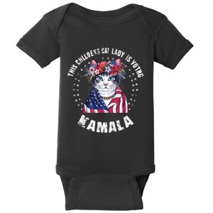 This Childless Cat Lady Ladies Is Voting Kamala 2024 Voting Kamala Election 2024 Baby Bodysuit