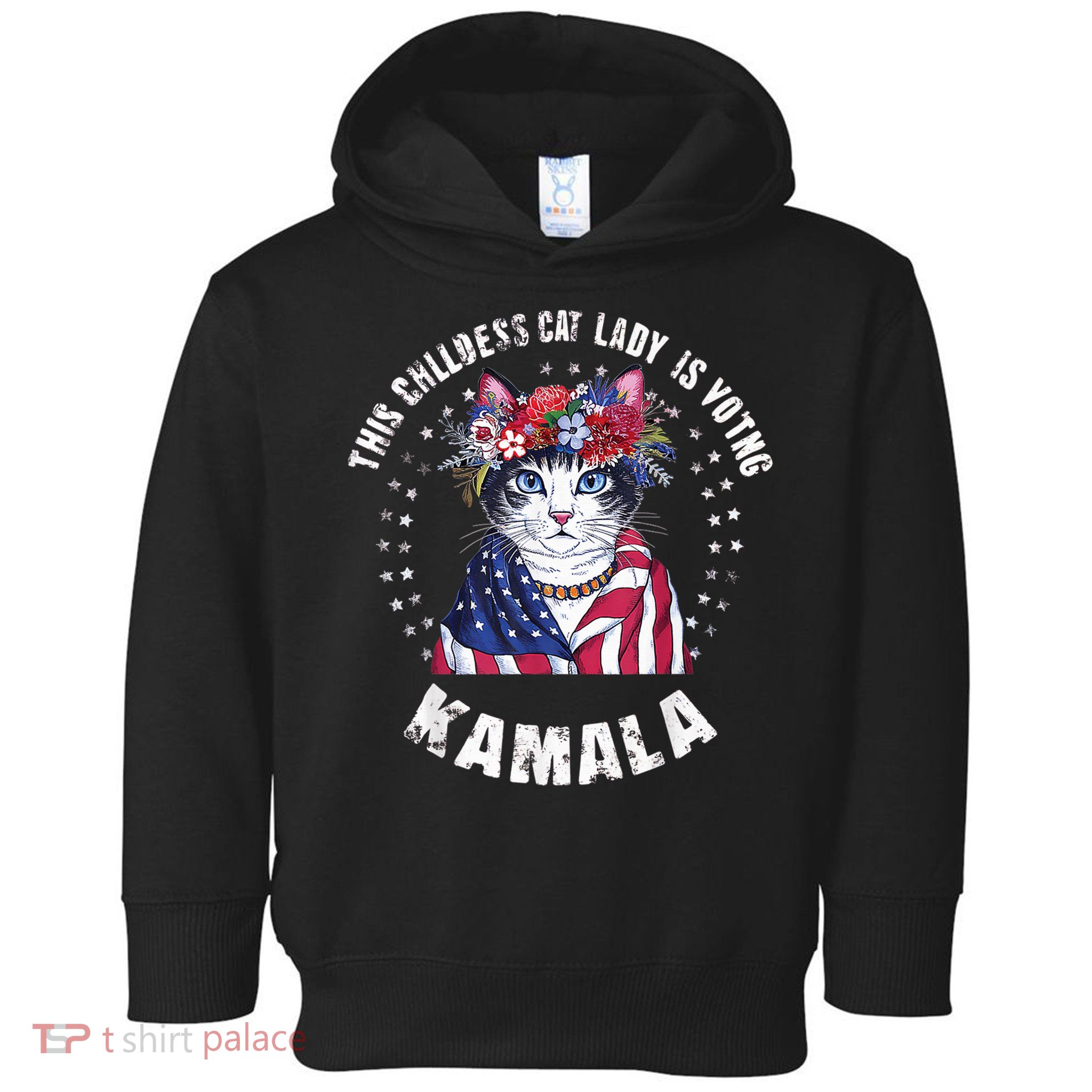 This Childless Cat Lady Ladies Is Voting Kamala 2024 Voting Kamala Election 2024 Toddler Hoodie
