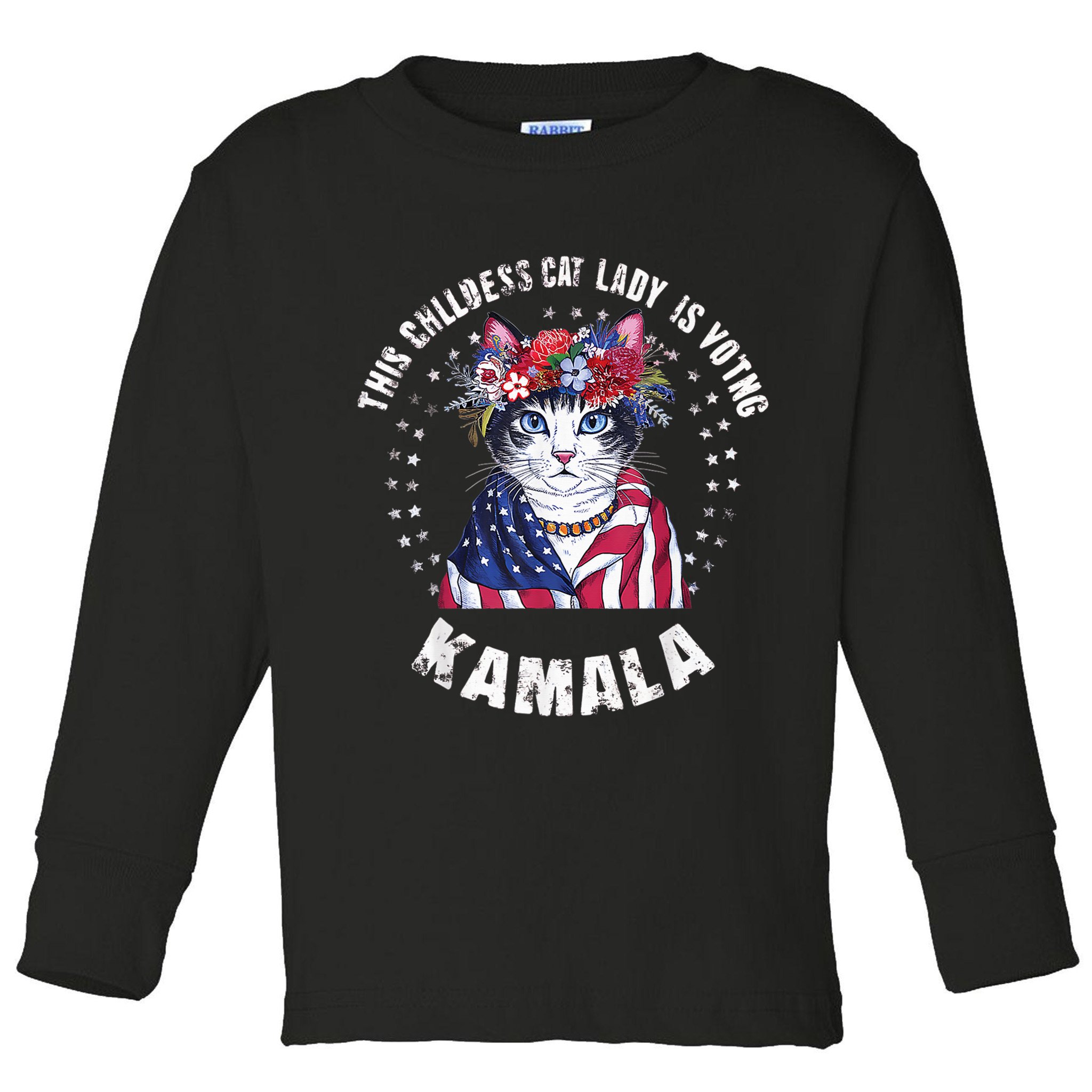This Childless Cat Lady Ladies Is Voting Kamala 2024 Voting Kamala Election 2024 Toddler Long Sleeve Shirt