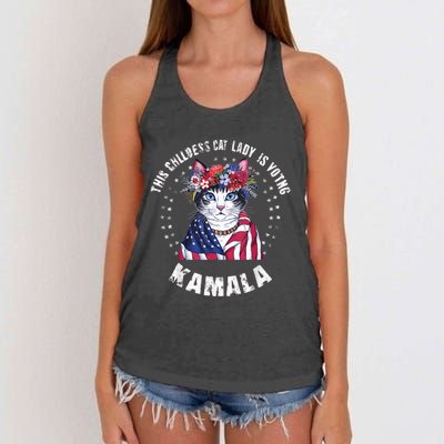 This Childless Cat Lady Ladies Is Voting Kamala 2024 Voting Kamala Election 2024 Women's Knotted Racerback Tank