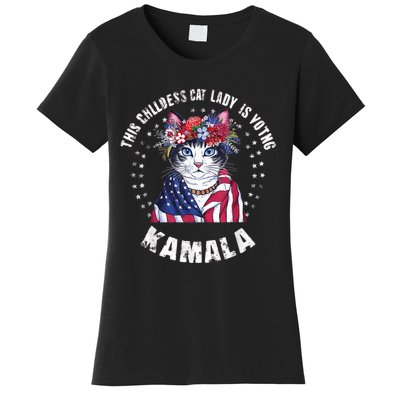 This Childless Cat Lady Ladies Is Voting Kamala 2024 Voting Kamala Election 2024 Women's T-Shirt