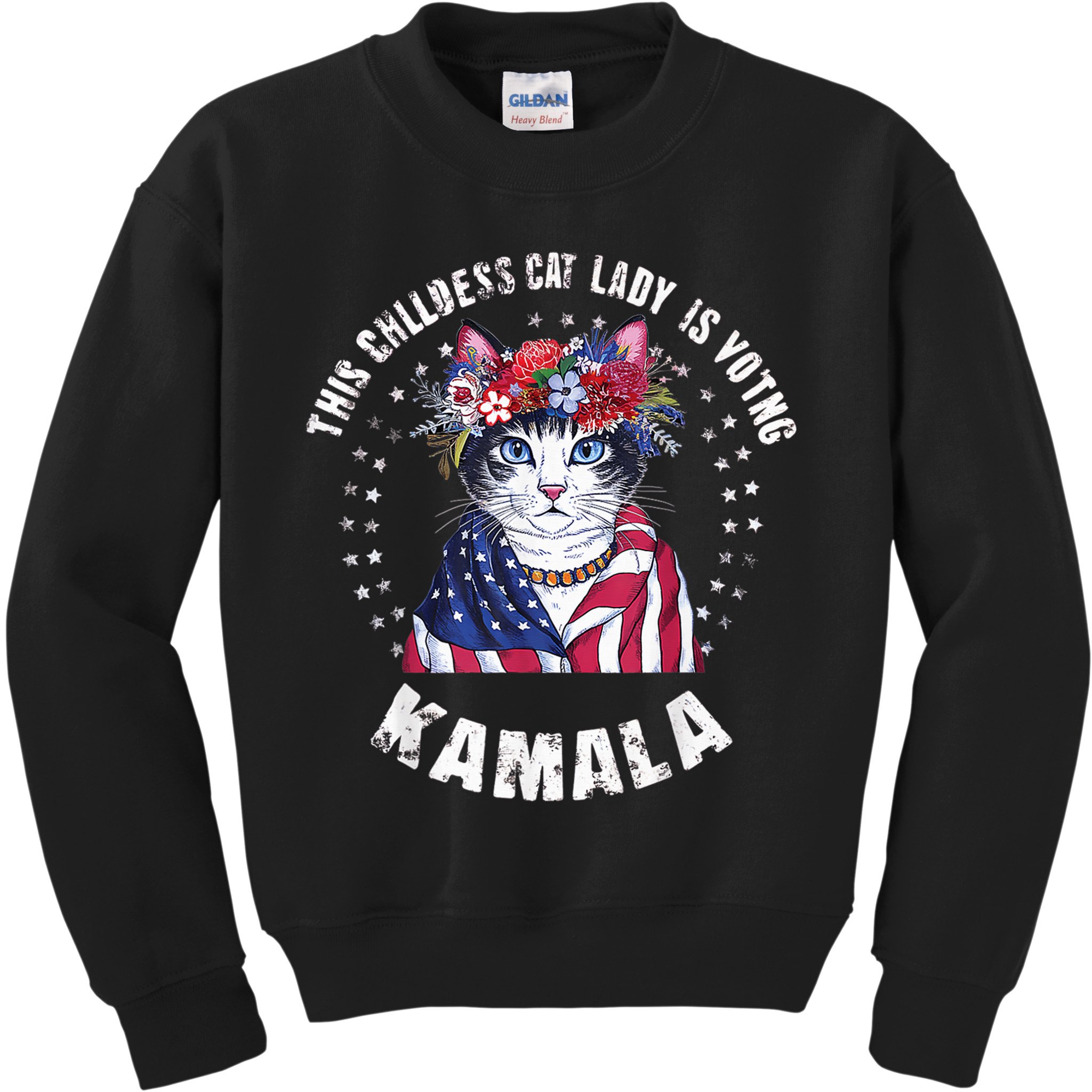 This Childless Cat Lady Ladies Is Voting Kamala 2024 Voting Kamala Election 2024 Kids Sweatshirt