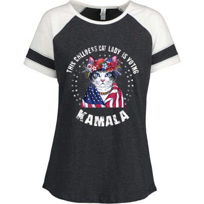 This Childless Cat Lady Ladies Is Voting Kamala 2024 Voting Kamala Election 2024 Enza Ladies Jersey Colorblock Tee