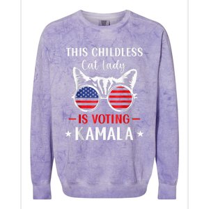 This Childless Cat Lady Ladies Is Voting Kamala Voting Kamala Election 2024 Colorblast Crewneck Sweatshirt