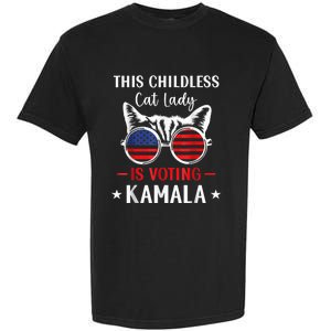 This Childless Cat Lady Ladies Is Voting Kamala Voting Kamala Election 2024 Garment-Dyed Heavyweight T-Shirt