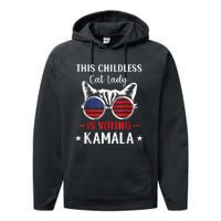 This Childless Cat Lady Ladies Is Voting Kamala Voting Kamala Election 2024 Performance Fleece Hoodie