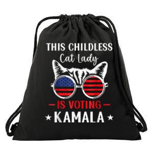 This Childless Cat Lady Ladies Is Voting Kamala Voting Kamala Election 2024 Drawstring Bag