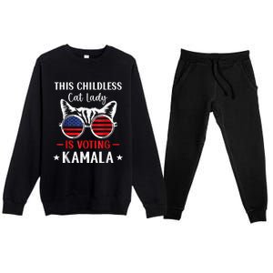 This Childless Cat Lady Ladies Is Voting Kamala Voting Kamala Election 2024 Premium Crewneck Sweatsuit Set