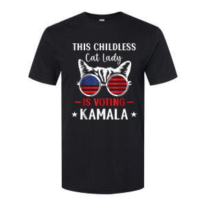 This Childless Cat Lady Ladies Is Voting Kamala Voting Kamala Election 2024 Softstyle CVC T-Shirt