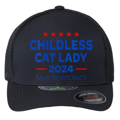 The Childless Cat Lady 2024 For President Us Flag Vintage Flexfit Unipanel Trucker Cap