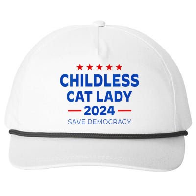 The Childless Cat Lady 2024 For President Us Flag Vintage Snapback Five-Panel Rope Hat