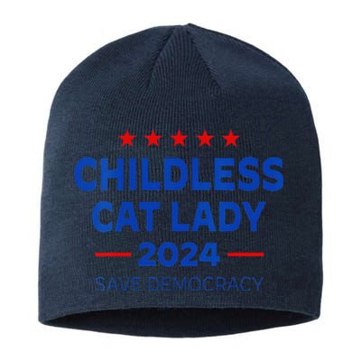 The Childless Cat Lady 2024 For President Us Flag Vintage Sustainable Beanie