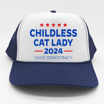 The Childless Cat Lady 2024 For President Us Flag Vintage Trucker Hat