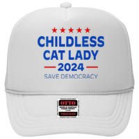 The Childless Cat Lady 2024 For President Us Flag Vintage High Crown Mesh Back Trucker Hat