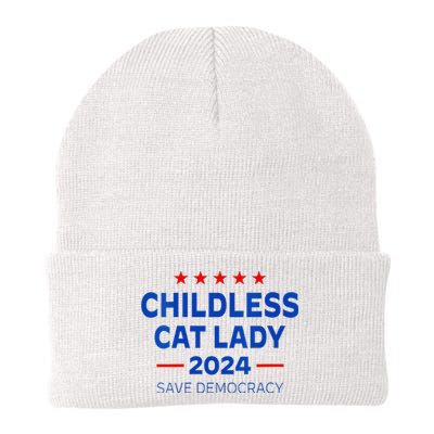 The Childless Cat Lady 2024 For President Us Flag Vintage Knit Cap Winter Beanie