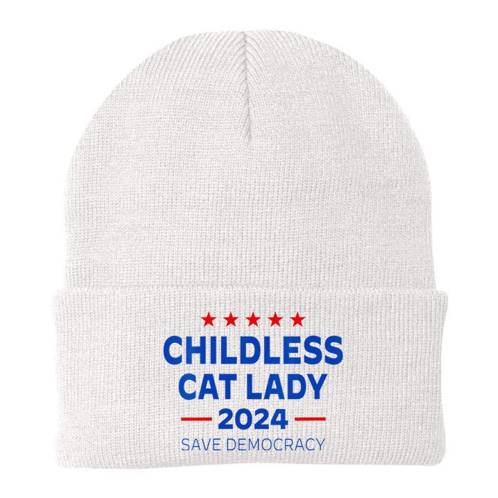 The Childless Cat Lady 2024 For President Us Flag Vintage Knit Cap Winter Beanie