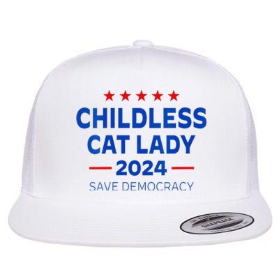 The Childless Cat Lady 2024 For President Us Flag Vintage Flat Bill Trucker Hat