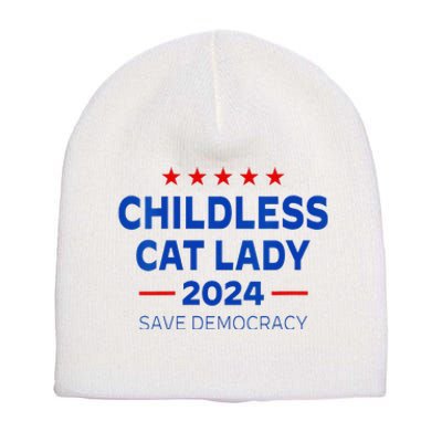 The Childless Cat Lady 2024 For President Us Flag Vintage Short Acrylic Beanie