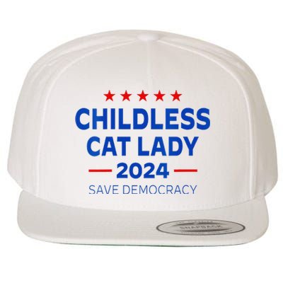 The Childless Cat Lady 2024 For President Us Flag Vintage Wool Snapback Cap