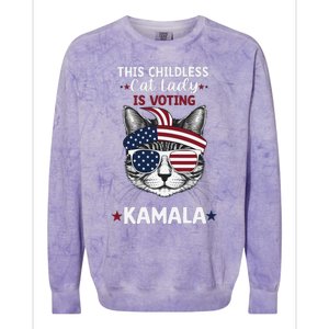 This Childless Cat Lady Ladies Is Voting Kamala Election 24 Colorblast Crewneck Sweatshirt