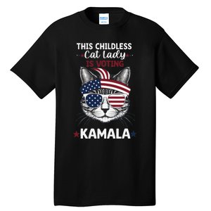 This Childless Cat Lady Ladies Is Voting Kamala Election 24 Tall T-Shirt