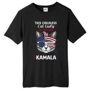 This Childless Cat Lady Ladies Is Voting Kamala Election 24 Tall Fusion ChromaSoft Performance T-Shirt