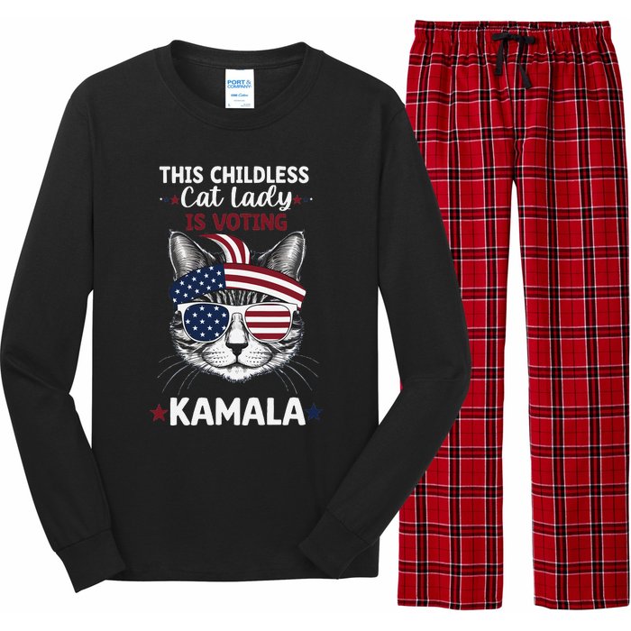 This Childless Cat Lady Ladies Is Voting Kamala Election 24 Long Sleeve Pajama Set