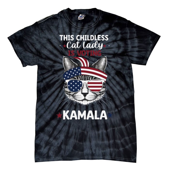 This Childless Cat Lady Ladies Is Voting Kamala Election 24 Tie-Dye T-Shirt