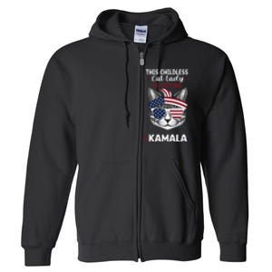 This Childless Cat Lady Ladies Is Voting Kamala Election 24 Full Zip Hoodie