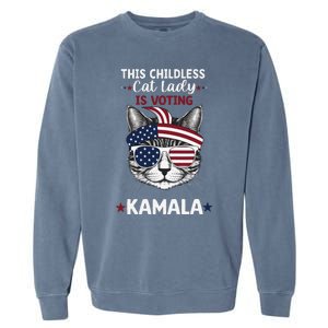 This Childless Cat Lady Ladies Is Voting Kamala Election 24 Garment-Dyed Sweatshirt