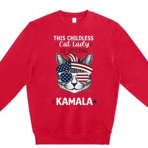 This Childless Cat Lady Ladies Is Voting Kamala Election 24 Premium Crewneck Sweatshirt